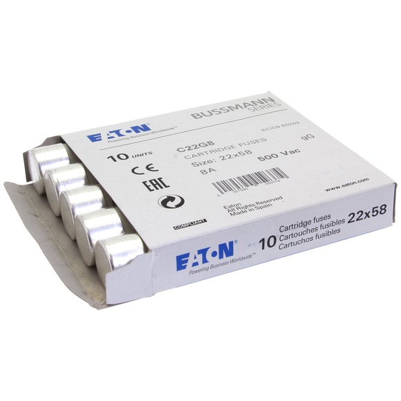 WKŁADKA CYLINDRYCZNA 22 X 58 MM 8A GG 690V AC C22G8 - C22G8 - EATON