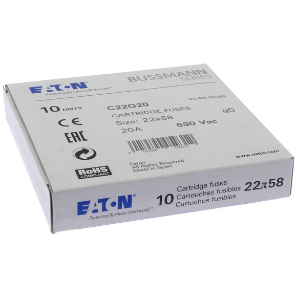 WKŁADKA CYLINDRYCZNA 22 X 58 MM 20A GG 690V AC C22G20 - C22G20 - EATON