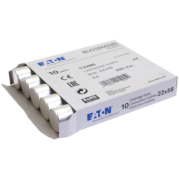 WKŁADKA CYLINDRYCZNA 22 X 58 MM 6A AM 690V AC C22M6 - C22M6 - EATON