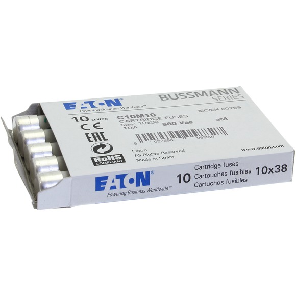 WKŁADKA CYLINDRYCZNA 10 X 38 MM 10A AM 500V AC C10M10 - C10M10 - EATON