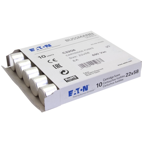 WKŁADKA CYLINDRYCZNA 22 X 58 MM 6A GG 690V AC C22G6 - C22G6 - EATON