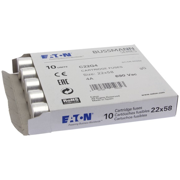 WKŁADKA CYLINDRYCZNA 22 X 58 MM 4A GG 690V AC C22G4 - C22G4 - EATON