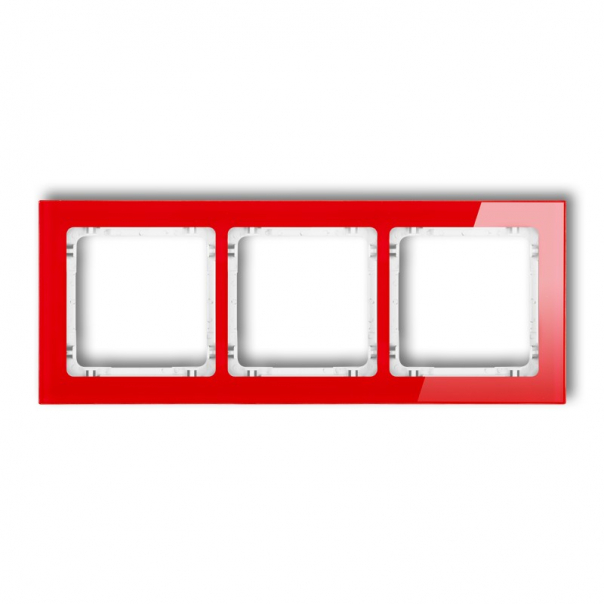 Ramka uniwersalna 3-krotna - efekt szkła (ramka: czerwona; spód: biały) - 17-0-DRS-3 - KARLIK