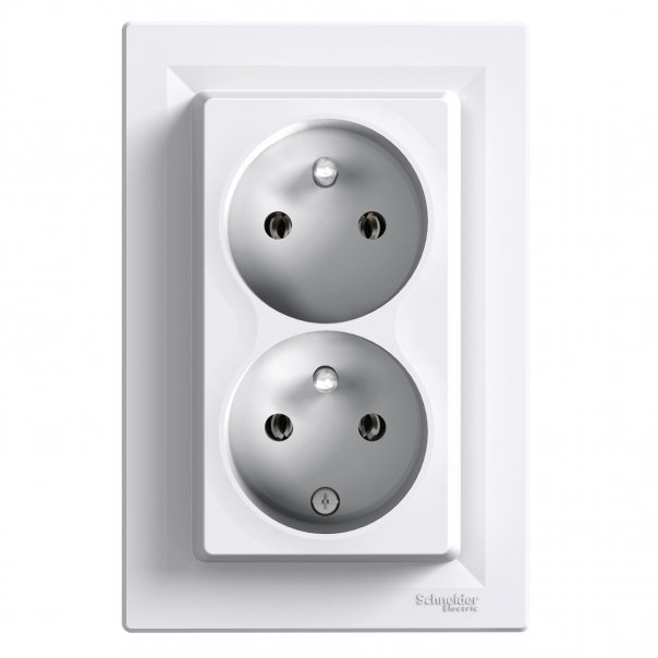 Gniazdo 2x2P+PE (nie odwr. fazy), białe - EPH9800121 - SCHNEIDER ELECTRIC