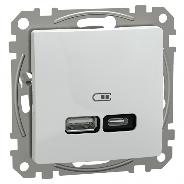 Gn. ładowania USB A+C 21W PD, białe - SDD111405 - SCHNEIDER ELECTRIC