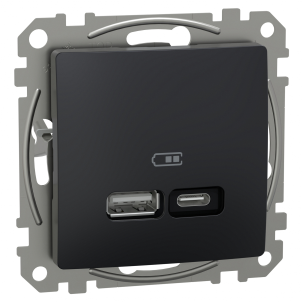 Gn. ładowania USB A+C 21W PD, cz. antr. - SDD114405 - SCHNEIDER ELECTRIC