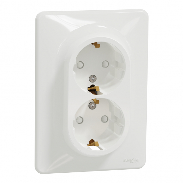 Gn. podwójne schuko z przesł.i, białe - SDD311221 - SCHNEIDER ELECTRIC