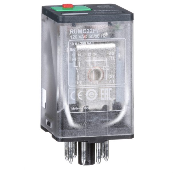 2CO 10A PRZEK.CYLIND +LTB+LED 120VAC - RUMC22F7 - SCHNEIDER ELECTRIC