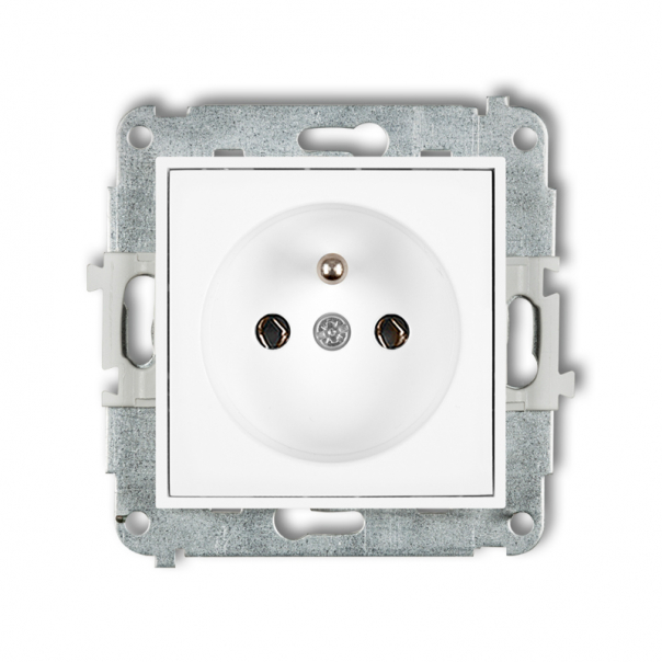 Mechanizm gniazda pojedynczego z uziemieniem 2P+Z (bez przesłon torów prądowych) podtynkowy IP 20, 16A 250V~ ICON biały mat - 25IGP-1z - KARLIK