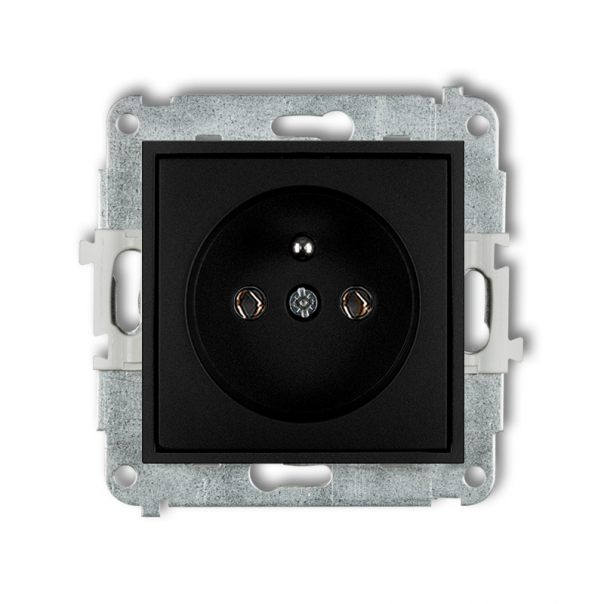 Mechanizm gniazda pojedynczego z uziemieniem 2P+Z (bez przesłon torów prądowych) podtynkowy IP 20, 16A 250V~ ICON czarny mat - 12IGP-1z - KARLIK
