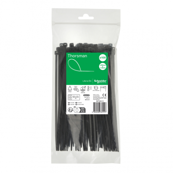 Opaska kabl. 200x4.8mm (100szt.) czarna - IMT46412 - SCHNEIDER ELECTRIC