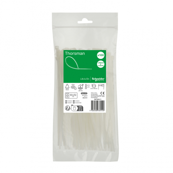 Opaska kabl. 200x4.8mm (100szt.) biała - IMT46411 - SCHNEIDER ELECTRIC
