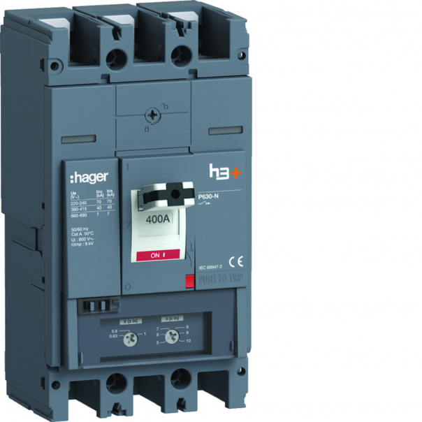 MCCB Wyłącznik mocy h3+ P630 TM 3x400A 40kA - HNW400DR - HAGER