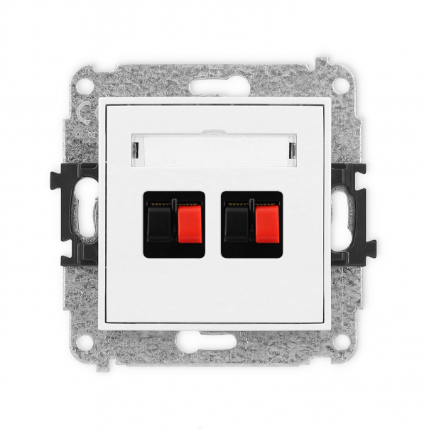 Mechanizm gniazda głośnikowego podwójnego podtynkowy IP 20 MINI biały - MGG-2 - KARLIK