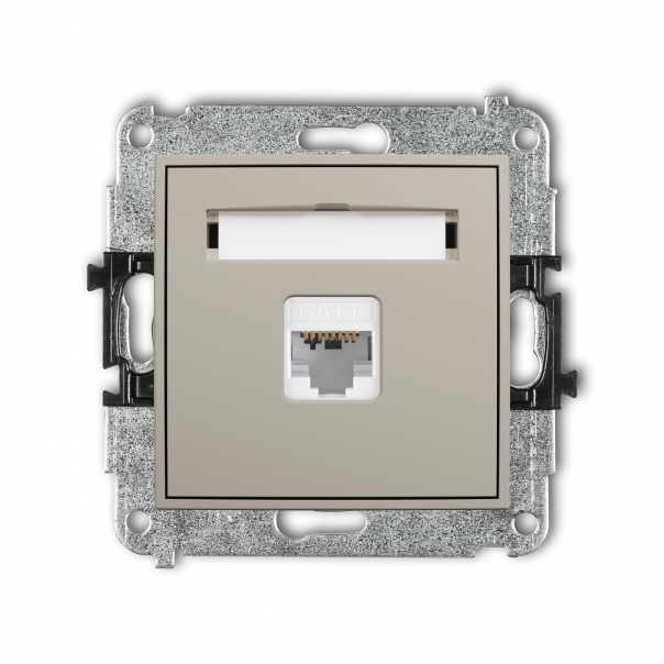 Mechanizm gniazda komputerowego pojedynczego 1xRJ45, kat. 6, 8-stykowy podtynkowy IP 20 MINI taupe - 60MGK-3 - KARLIK