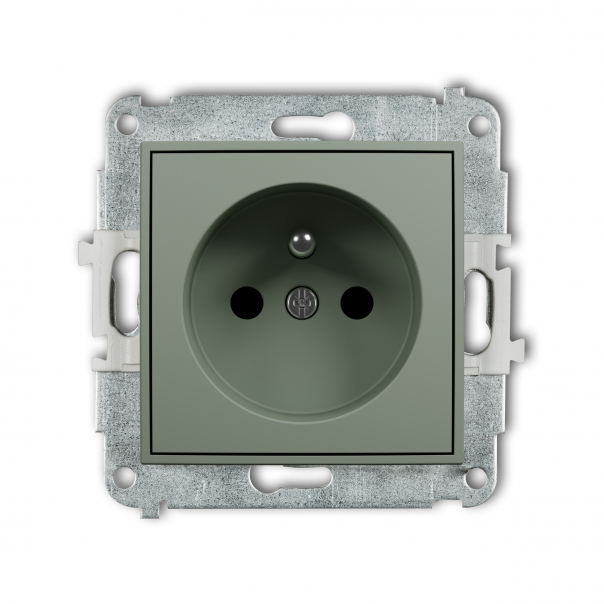 Mechanizm gniazda pojedynczego z uziemieniem 2P+Z (przesłony torów prądowych) podtynkowy IP 20, 16A 250V~ MINI szałwiowy - 61MGP-1zp - KARLIK