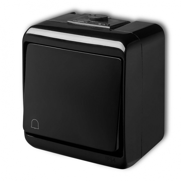 ŁĄCZNIK ZWIERNY DZWONEK IP 54, 10AX 250V~ CZARNY JUNIOR - 12WHE-4 - KARLIK