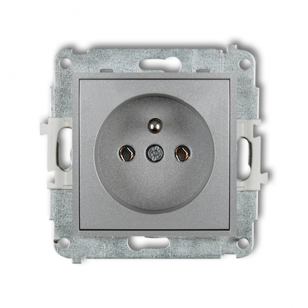 Mechanizm gniazda pojedynczego z uziemieniem 2P+Z (bez przesłon torów prądowych) podtynkowy IP 20, 16A 250V~ ICON srebrny metalik - 7IGP-1z - KARLIK