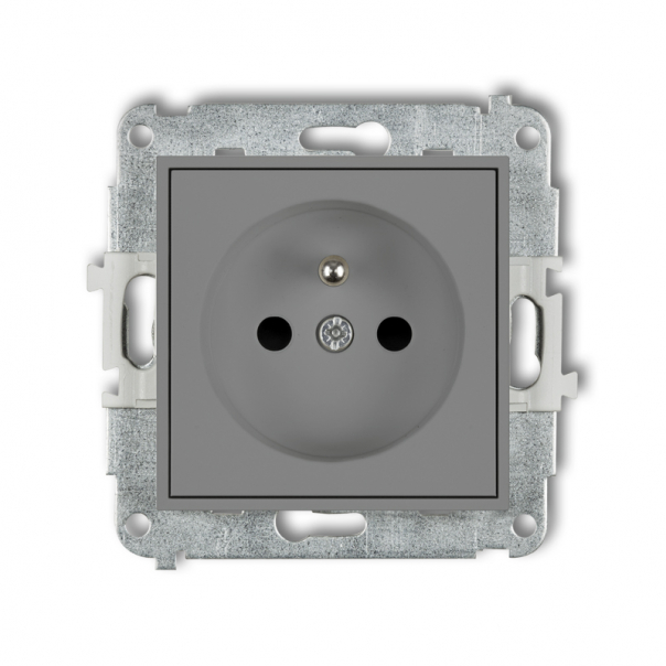 Mechanizm gniazda pojedynczego z uziemieniem 2P+Z (przesłony torów prądowych) podtynkowy IP 20, 16A 250V~ ICON szary mat - 27IGP-1zp - KARLIK