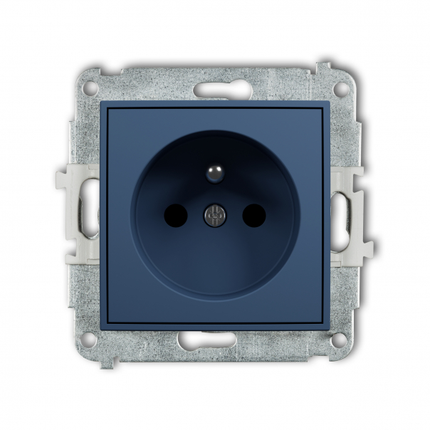 Mechanizm gniazda pojedynczego z uziemieniem 2P+Z (przesłony torów prądowych) podtynkowy IP 20, 16A 250V~ MINI navy blue - 64MGP-1zp - KARLIK