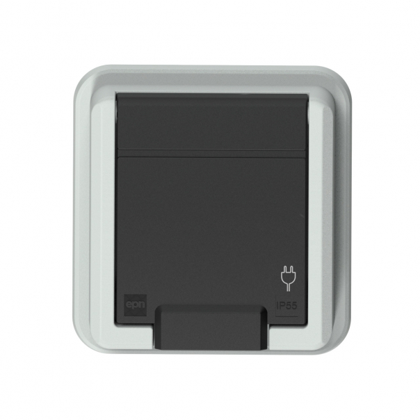 GNIAZDO POJEDYŃCZE PODTYNKOWE 2P+Z IP55 SZARY/ANTRACYT AQUANT 2K - 5041-70 - ELEKTRO-PLAST NASIELSK