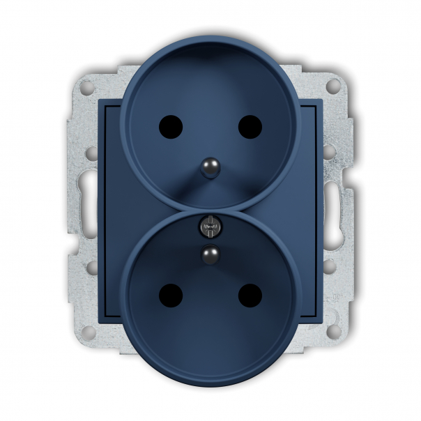 Mechanizm gniazda podwójnego do ramki z uziemieniem 2x(2P+Z) (przesłony torów prądowych) podtynkowy IP 20, 16A 250V~ ICON navy blue - 64IGPR-2zp - KARLIK