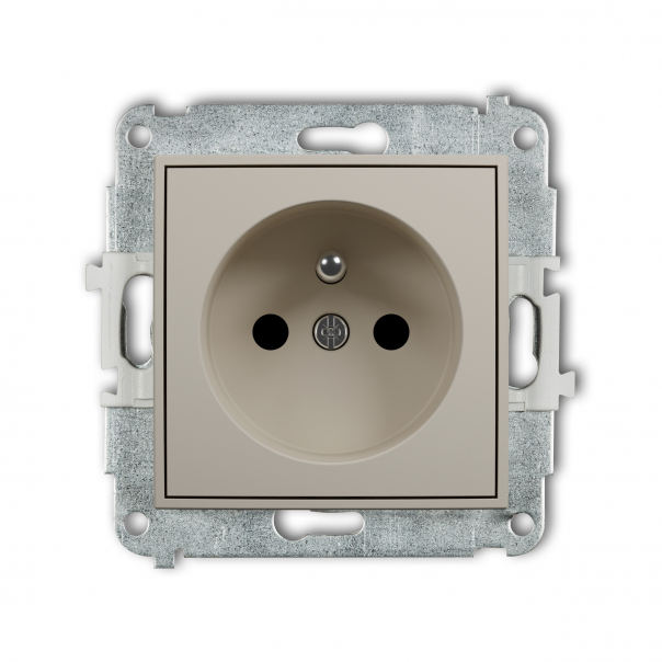 Mechanizm gniazda pojedynczego z uziemieniem 2P+Z (przesłony torów prądowych) podtynkowy IP 20, 16A 250V~ ICON taupe - 60IGP-1zp - KARLIK