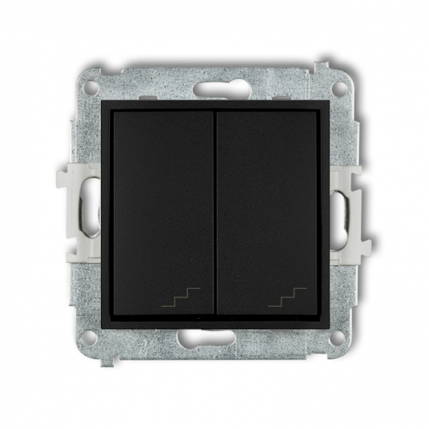 Mechanizm łącznika podwójnego schodowego podtynkowy IP 20 / IP 44, 10AX 250V~ ICON czarny mat - 12IWP-33 - KARLIK