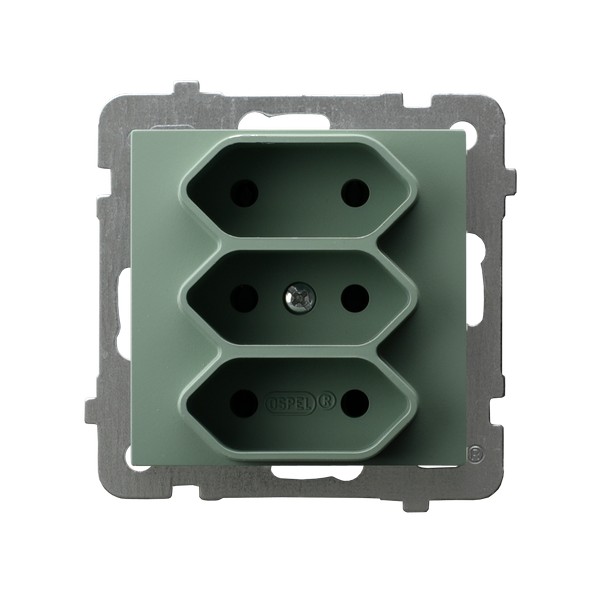 Gniazdo potrójne EURO  ZIELONY MAT - GP-3G/m/84 - OSPEL
