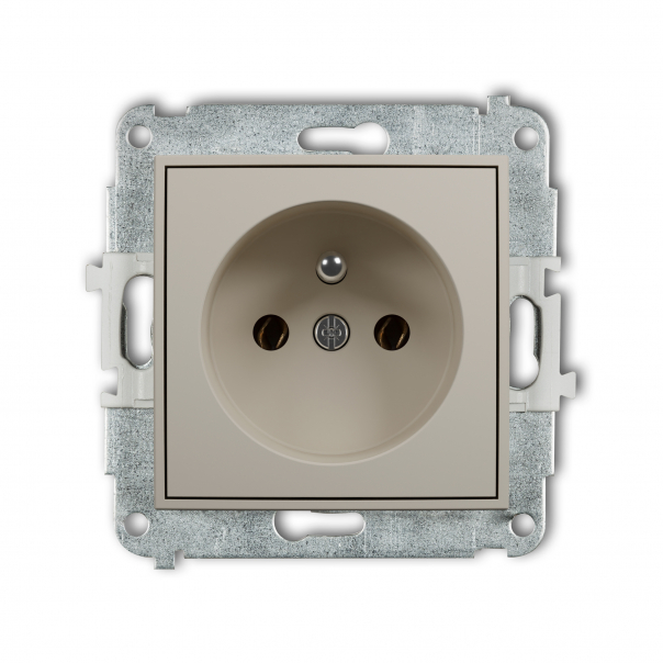 Mechanizm gniazda pojedynczego z uziemieniem 2P+Z (bez przesłon torów prądowych) podtynkowy IP 20, 16A 250V~ MINI taupe - 60MGP-1z - KARLIK