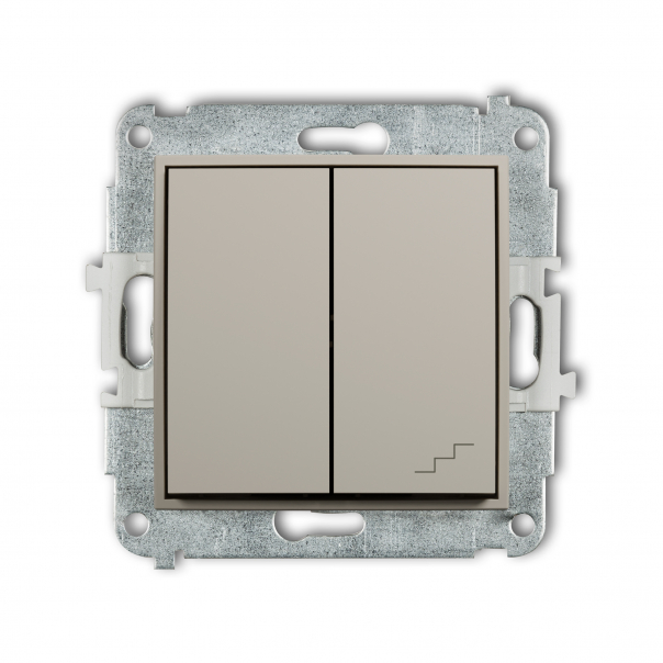 Mechanizm łącznika jednobiegunowego ze schodowym (wspólne zasilanie) podtynkowy IP 20 / IP 44, 10AX 250V~ MINI taupe - 60MWP-10.1 - KARLIK