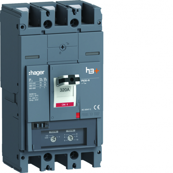 MCCB Wyłącznik mocy h3+ P630 TM 3x320A 40kA - HNW320DR - HAGER