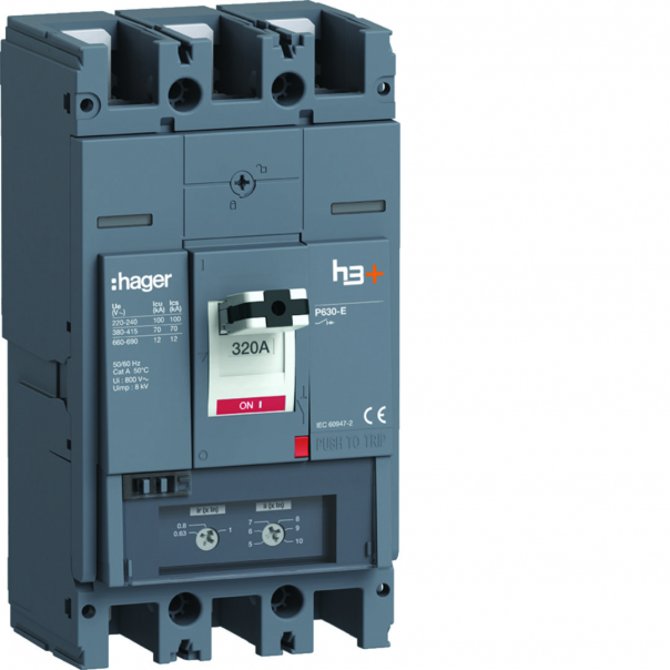 MCCB Wyłącznik mocy h3+ P630 TM 3x320A 70kA - HEW320DR - HAGER