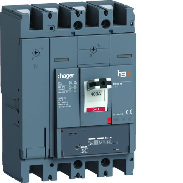 MCCB Wyłącznik mocy h3+ P630 LSnI 4x400A 50kA - HMW401GR - HAGER