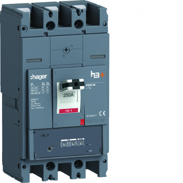 MCCB Wyłącznik mocy h3+ P630 LSnI 3x250A 50kA - HMW250GR - HAGER