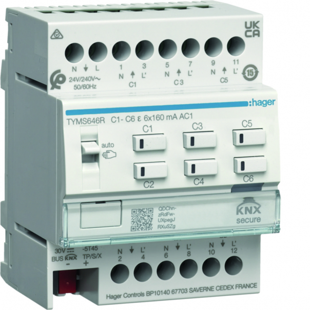KNX e/s Elektr. sterownik grzewczy 6-kr z regulacją temperatury, 24/230V AC sec - TYMS646R - HAGER