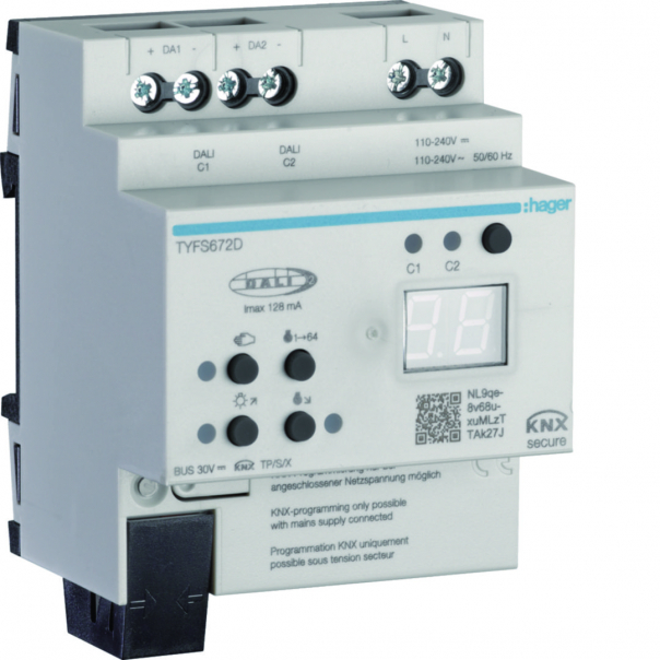 KNX Bramka KNX - DALI 2, KNX secure 2-krotna - TYFS672D - HAGER