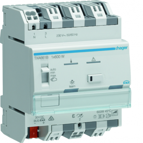 KNX e/s Ściemniacz uniwersalny 600 W, 1-krotny - TXA661B - HAGER