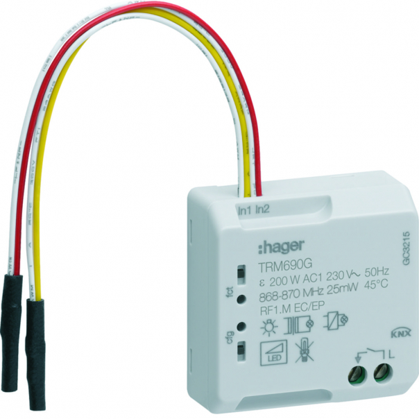 KNX q/e/s Wyjście załączające elektroniczne 1-kr + wejście bezpotencjałowe 2-kr - TRM690G - HAGER