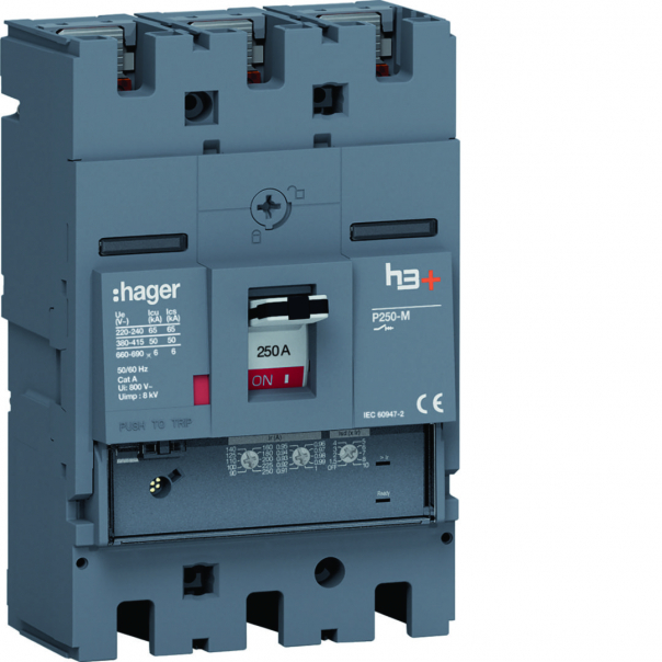 MCCB Wyłącznik mocy h3+ P250 3P 250A 50kA LSnI - HMT250GR - HAGER
