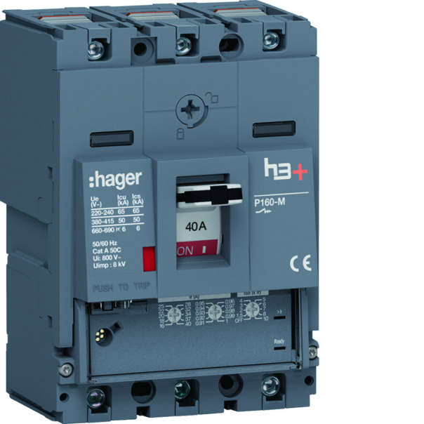 MCCB Wyłącznik mocy h3+ P160 3P 40A 50kA LSnI - HMS040GC - HAGER