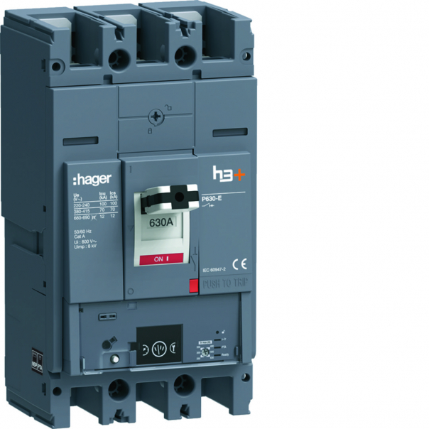 MCCB Wyłącznik mocy h3+ P630 Energy 3x630A 70kA - HEW630NR - HAGER