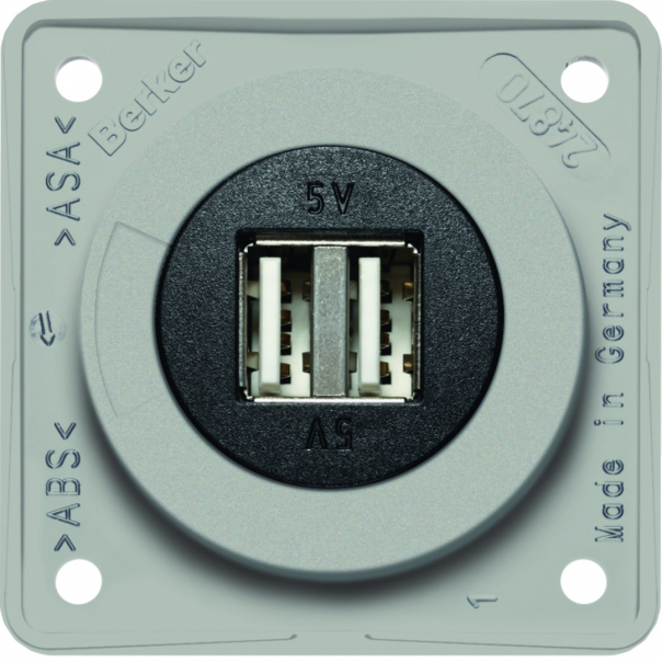 Integro Gniazdo USB ładowania podwójne, 12V, 3A; szary połysk, mechanizm czarny - 926022507 - HAGER