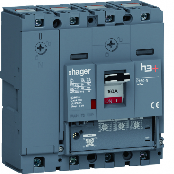 MCCB Wyłącznik mocy h3+ P160 4P 160A 40kA LSnI - HNS161GC - HAGER