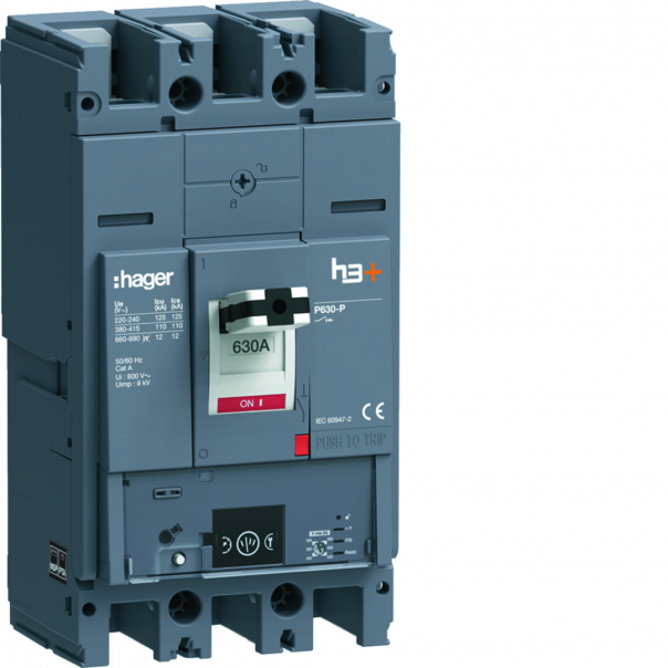 MCCB Wyłącznik mocy h3+ P630 Energy 3x630A 110kA - HPW630NR - HAGER