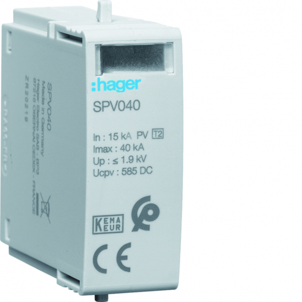 SPD Moduł T2 MOV 1P PV In=15kA Imax=40kA Up?1,9kV Uc=585VDC - SPV040 - HAGER