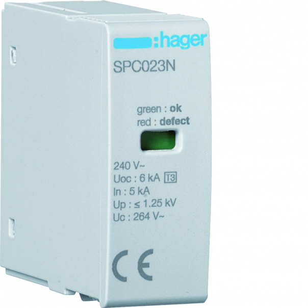 SPD Moduł T3 MOV 2P sieć TN-S In=5kA Uc=264V Uoc=6kV Up=1,25kV - SPC023N - HAGER