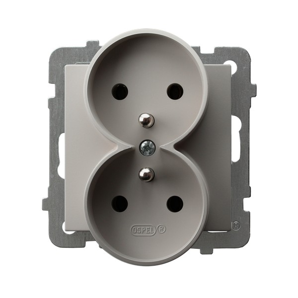 GNIAZDO PODWÓJNE Z UZIEMIENIEM MODUŁ BEZ RAMKI KASZMIR AS - GP-2GRZ/m/82 - OSPEL