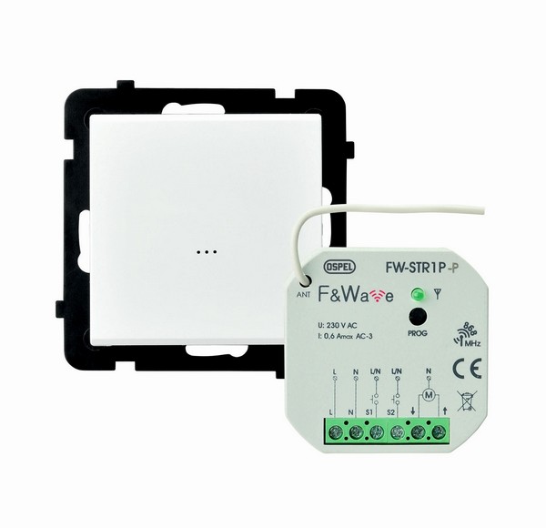 Zestaw łącznika bezprzewodowego do sterowania roletami, do systemu F&F 5A, IP-20 BIAŁY STEROWANIE BEZPRZEWODOWE - ZŁN-1RZF/m/00 - OSPEL
