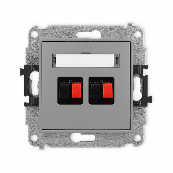 Mechanizm gniazda głośnikowego podwójnego podtynkowy IP 20 MINI szary mat - 27MGG-2 - KARLIK